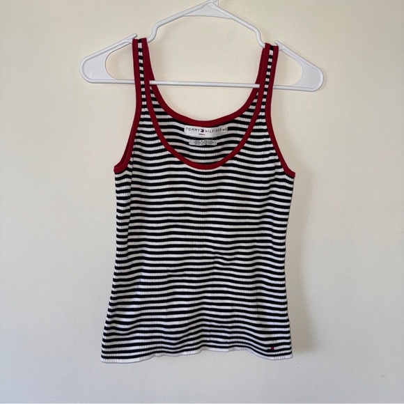 Vintage Tommy Hilfiger Striped Tank Medium 100% Cotton - Picture 1 of 5